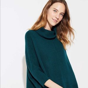 BNWT Size L Loft Green Turtleneck Poncho Sweater